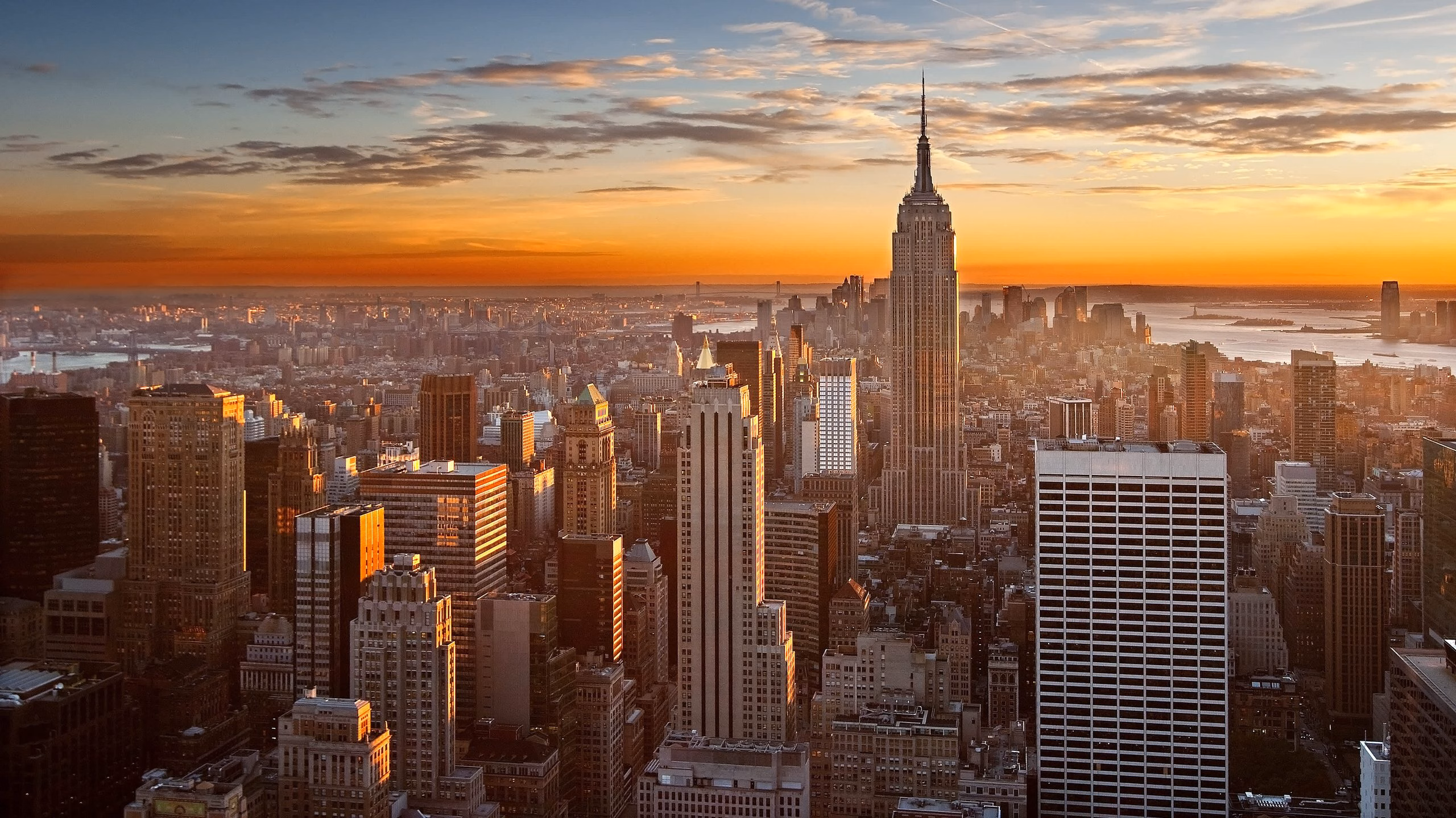 A sun-rise view of New York taken from the top of Rockefeller Center.